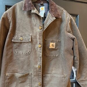 RARE FIND Vintage Carhartt Blanket-Lined‎ Chore Coat "Mocha" Men's Large